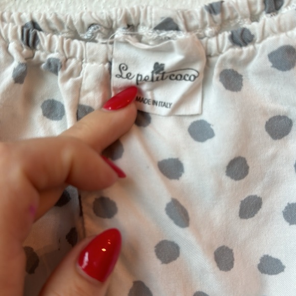 Le Petit Coco White Dress with Gray Dots & matching Diaper Cover Bloomer Set 9M - Picture 9 of 9